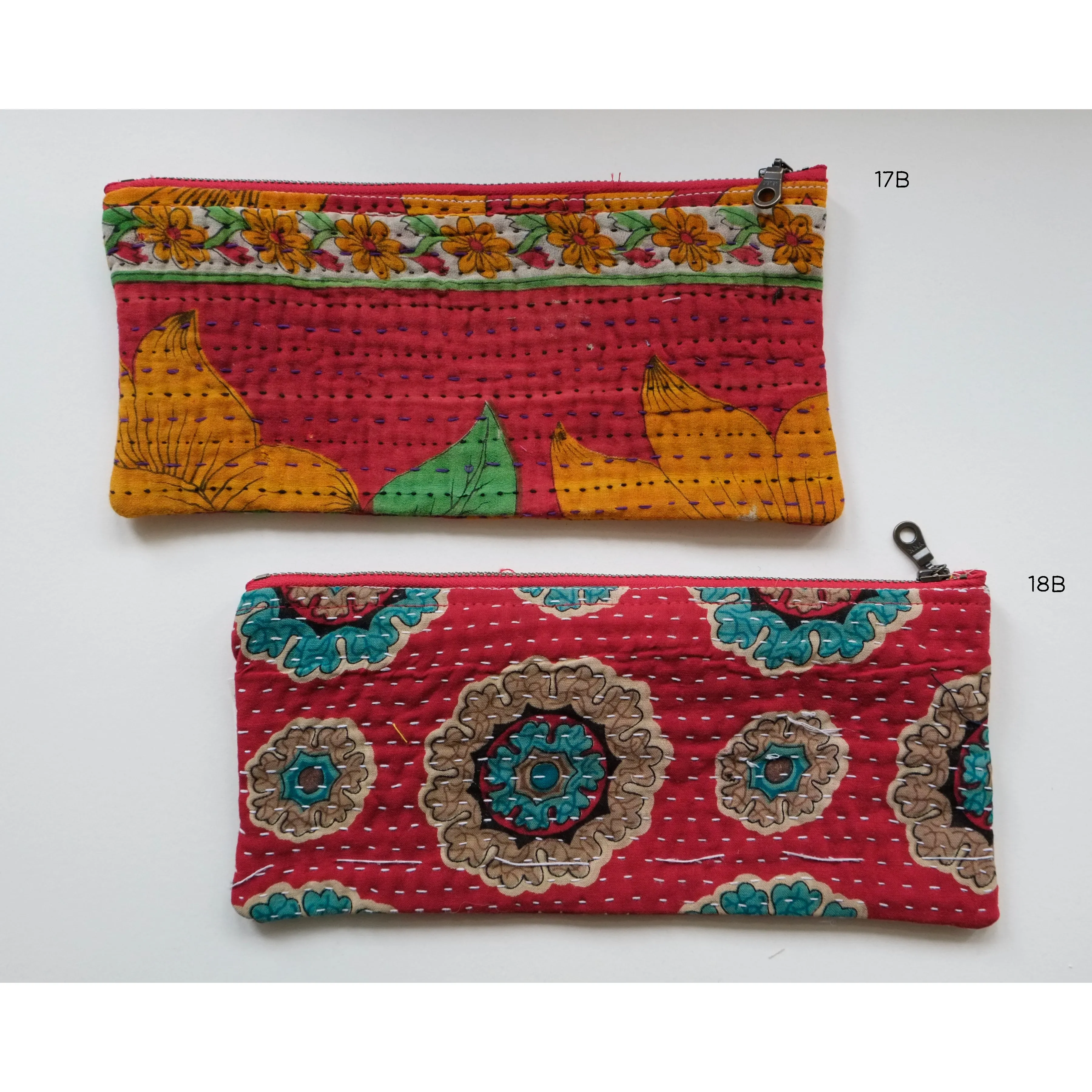 Kantha Scrap Flat Zip Pouch (14 available)