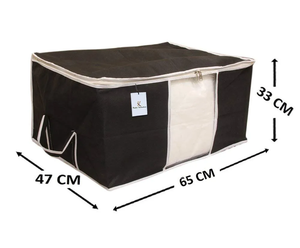 Kuber Industries 3 Piece Non Woven Underbed Storage Organiser Set, Extra Large, Black