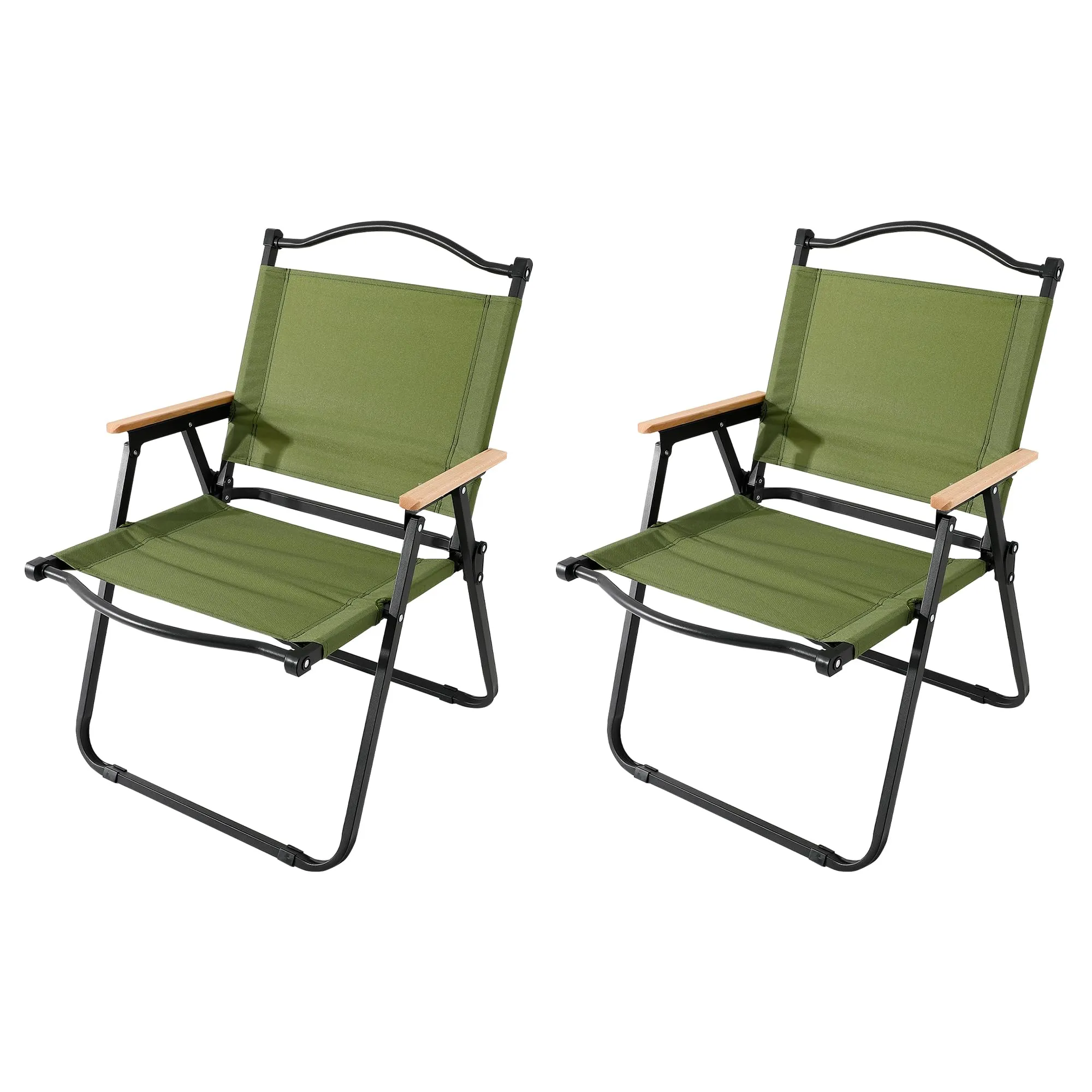 Kuber Industries (Set of 2) Portable & Foldable Chair for Travelling - Camping Cloth Kurchi for Outdoor Beach & Home Aram - Green