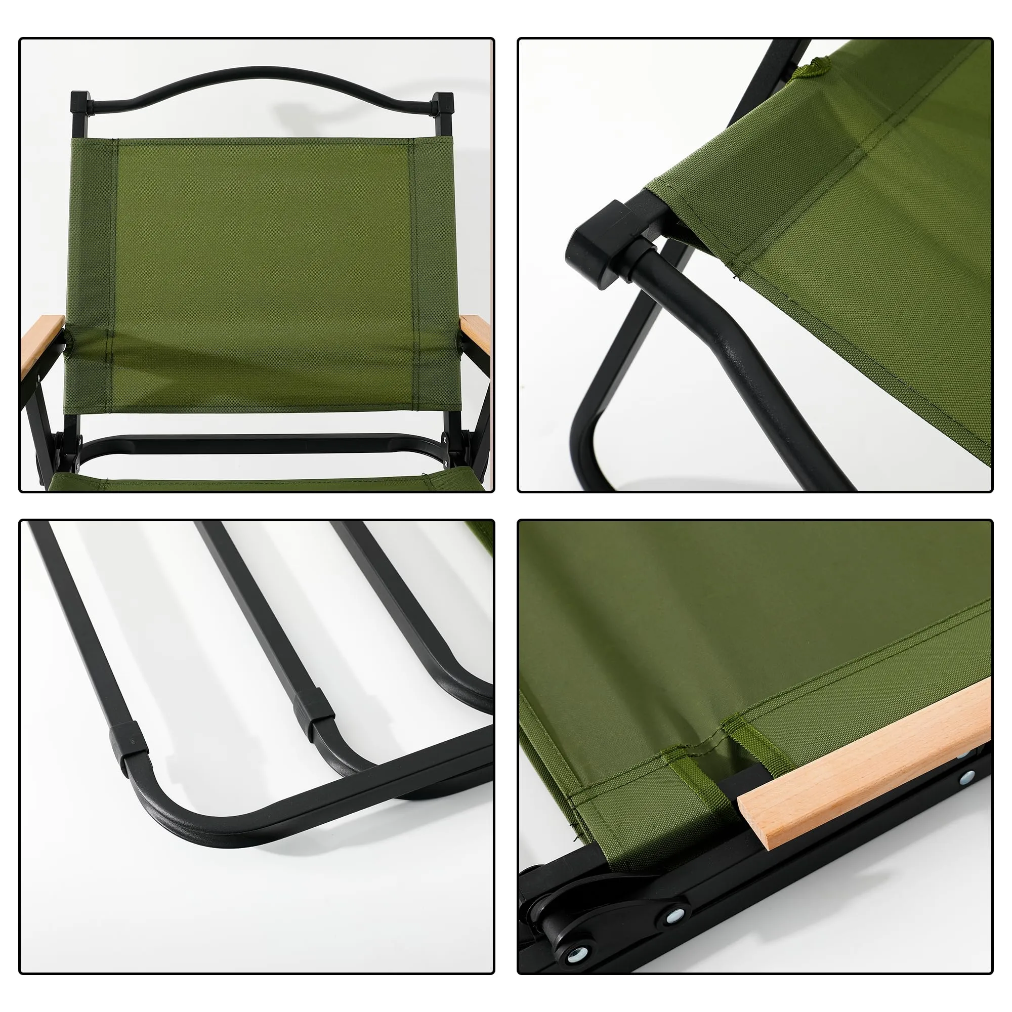 Kuber Industries (Set of 4) Portable & Foldable Chair for Travelling - Camping Cloth Kurchi for Outdoor Beach & Home Aram - Green