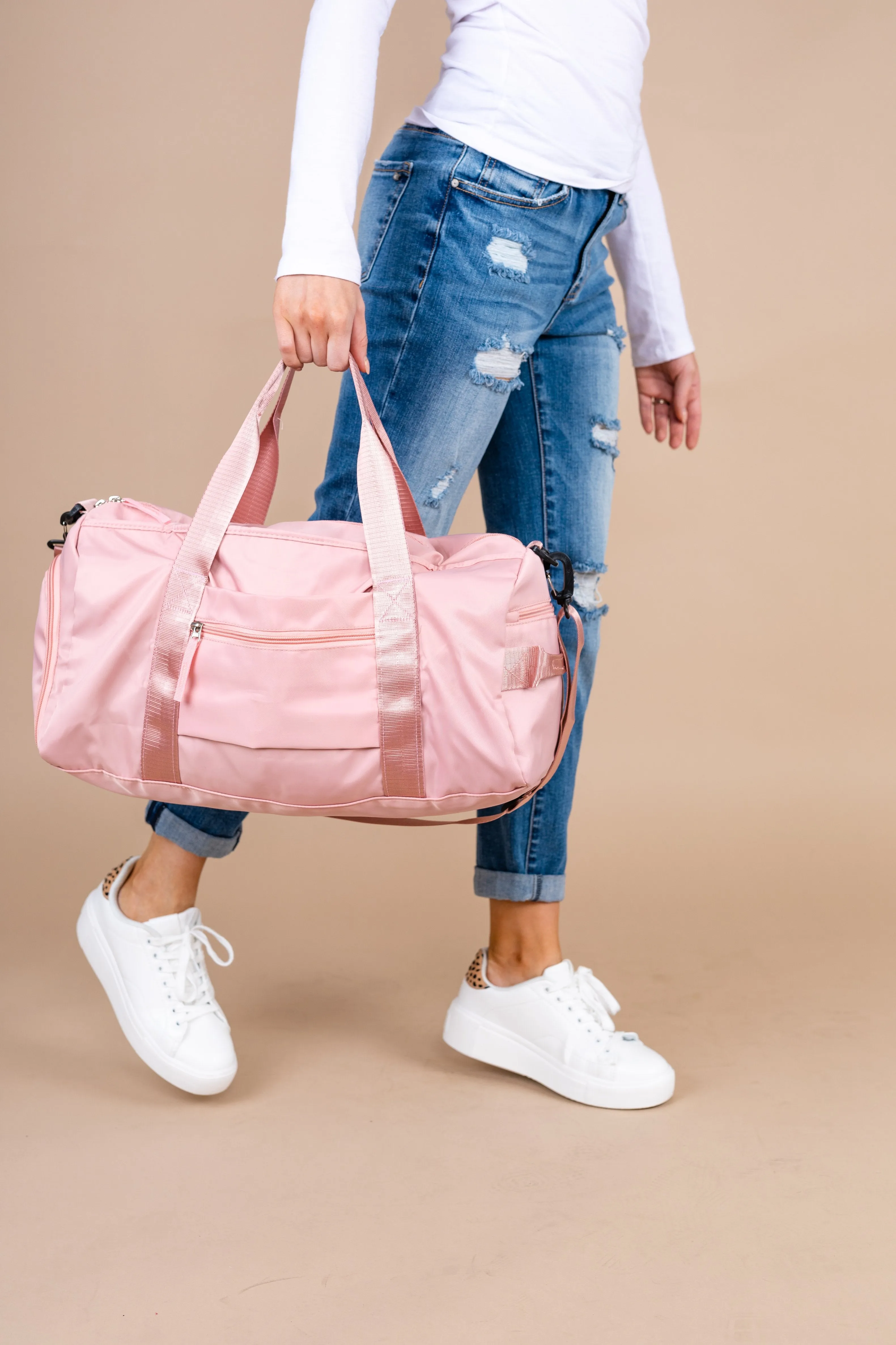 Let's Get Going Blush Pink Duffle Bag