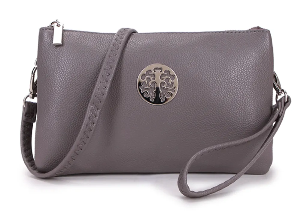 Medium Crossbody Bag With Wristlet Strap And Silver Tree Of Life Logo (Available in 21 Colours)