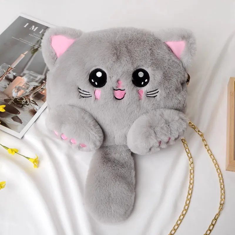 New Shoulder Cute Plush Cats Funny Versatile Cross-Body Bags