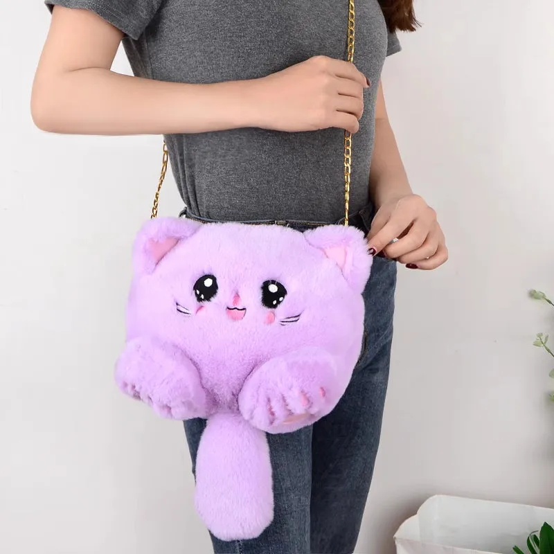 New Shoulder Cute Plush Cats Funny Versatile Cross-Body Bags