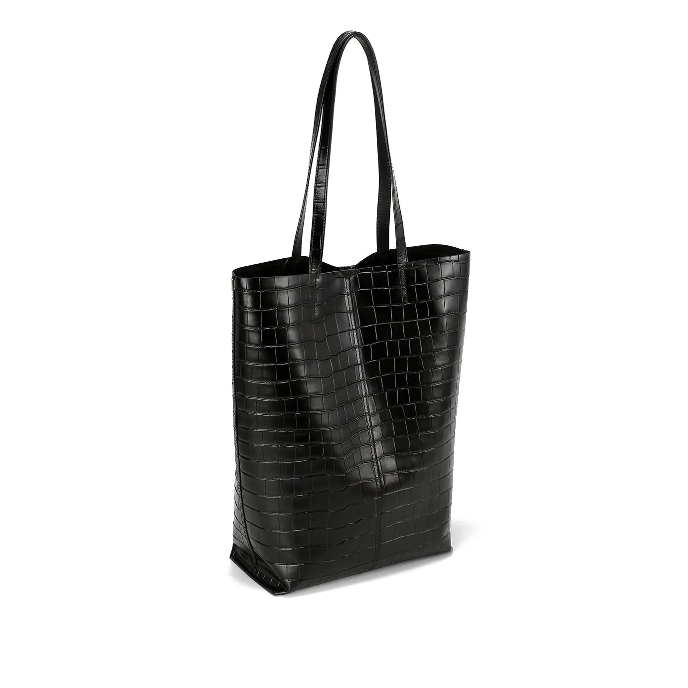 Nudist Tote Rectangulaire - Noir Embossé