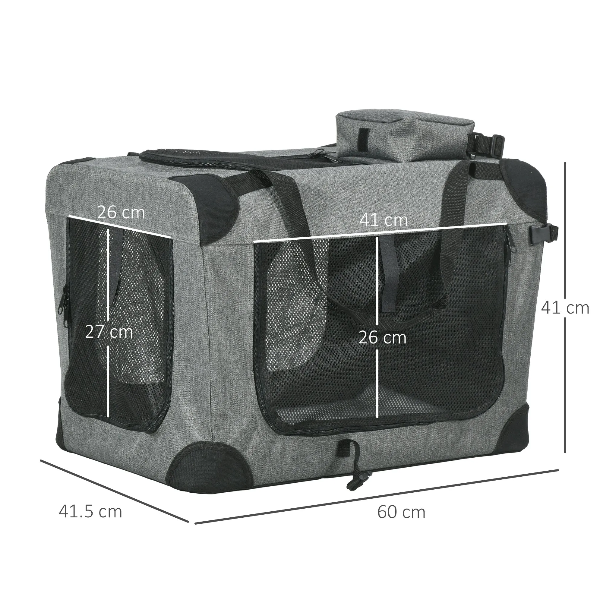 Oxford Fabric Folding Pet Carrier Bag Grey