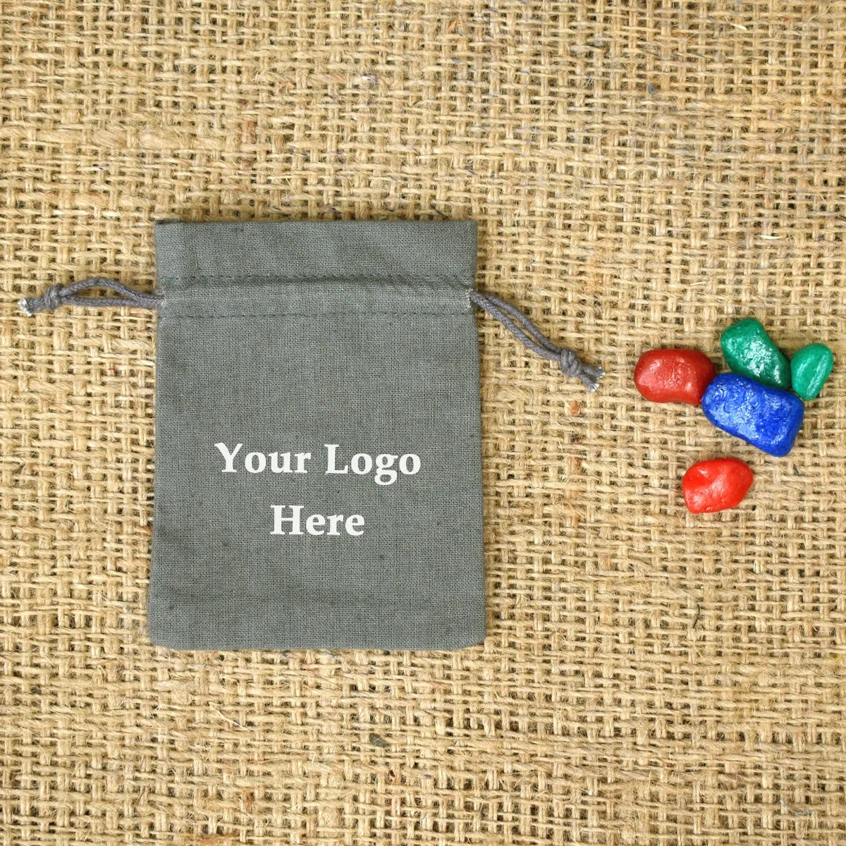 Personalized Logo Small Bags Handmade Jewelry Grey Pouches - CraftJaipur