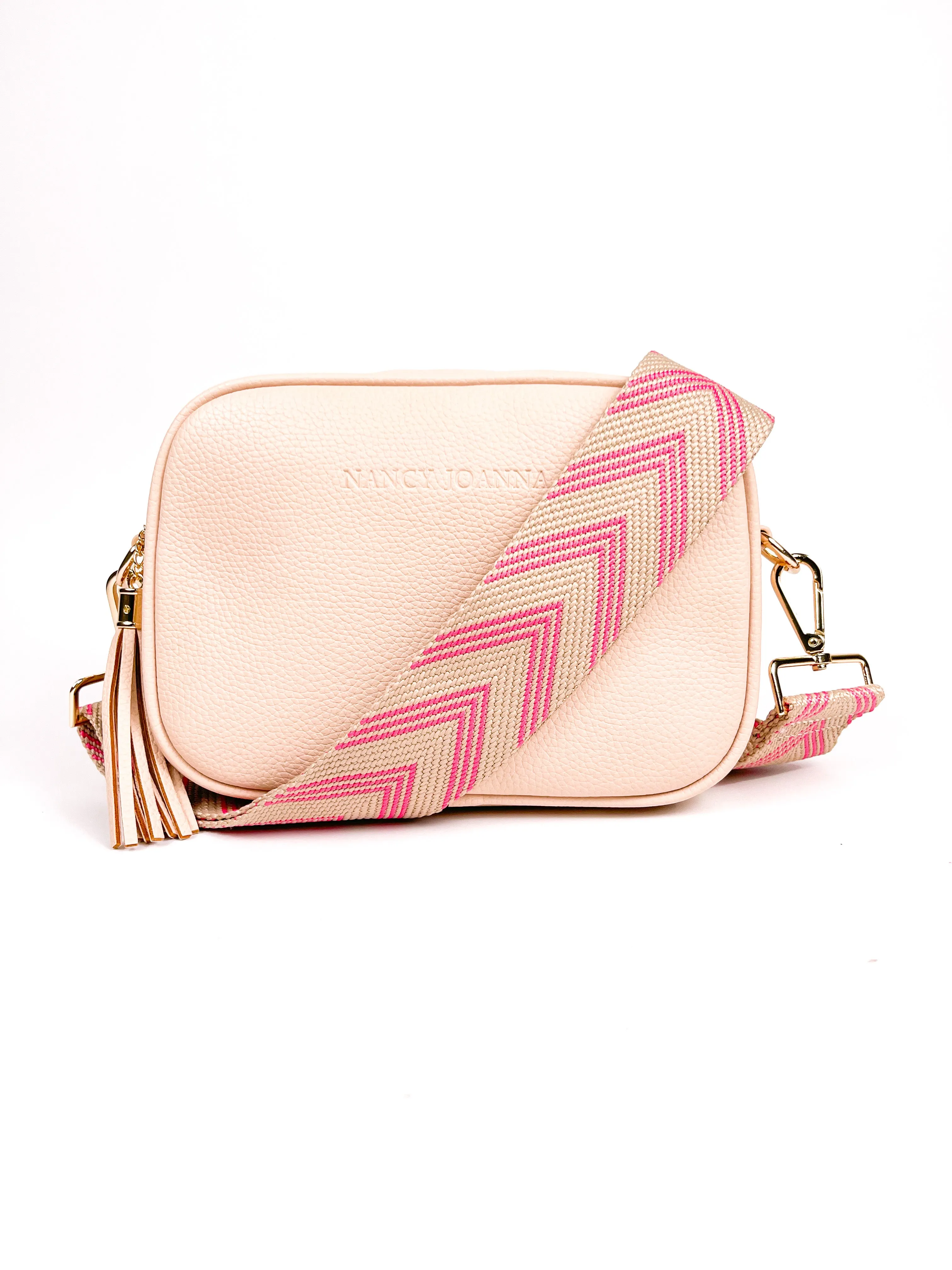 PINK & CREAM CHEVRON GUITAR STRAP