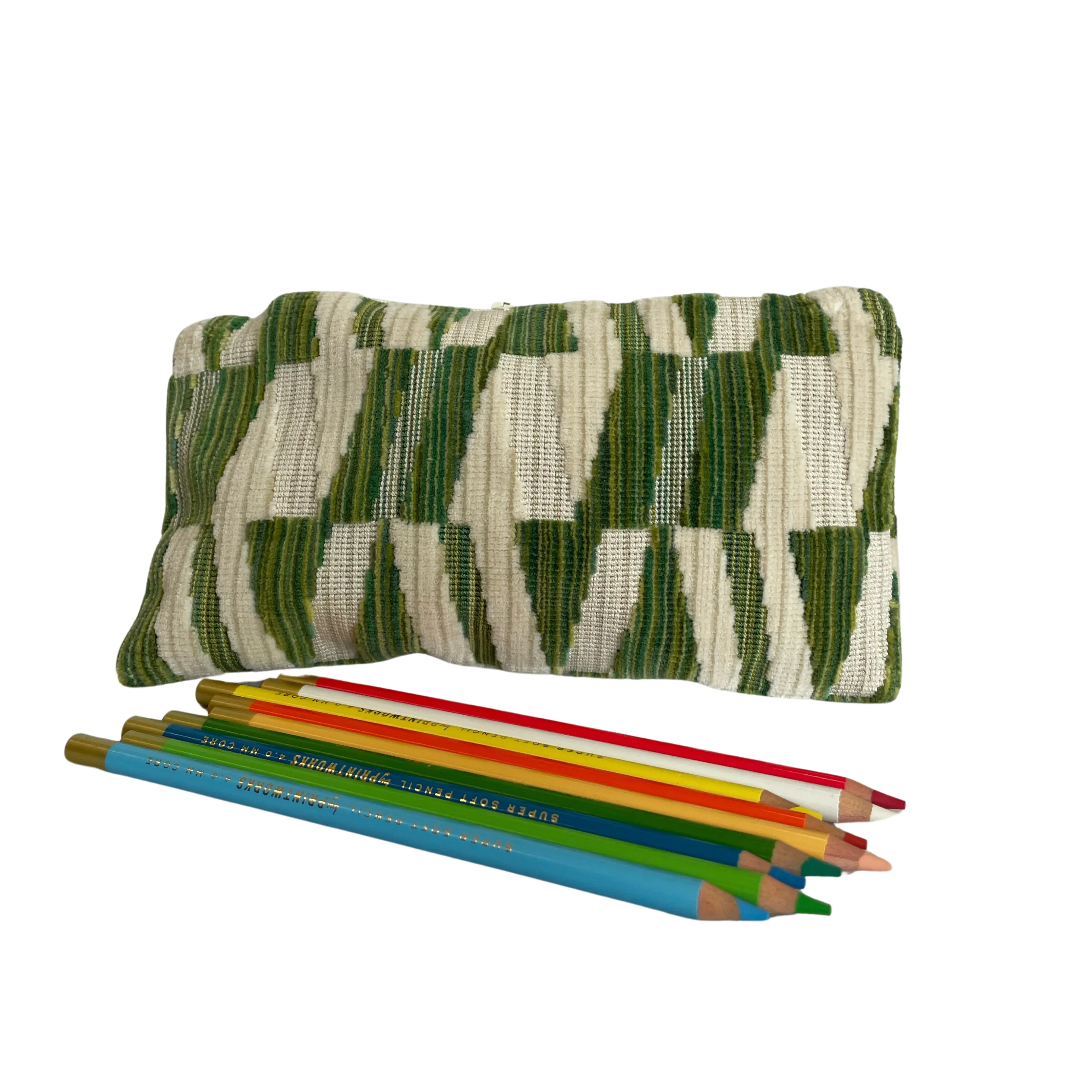 Pouch in Green Geometric Pattern