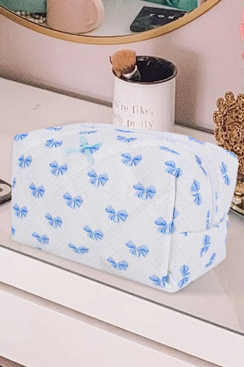 PREORDER! ETA 3/01 Feeling Cute Sky Blue Bow Quilted Pouch **SHIPPING EXPECTED TO BEGIN ON DATE 3/01**