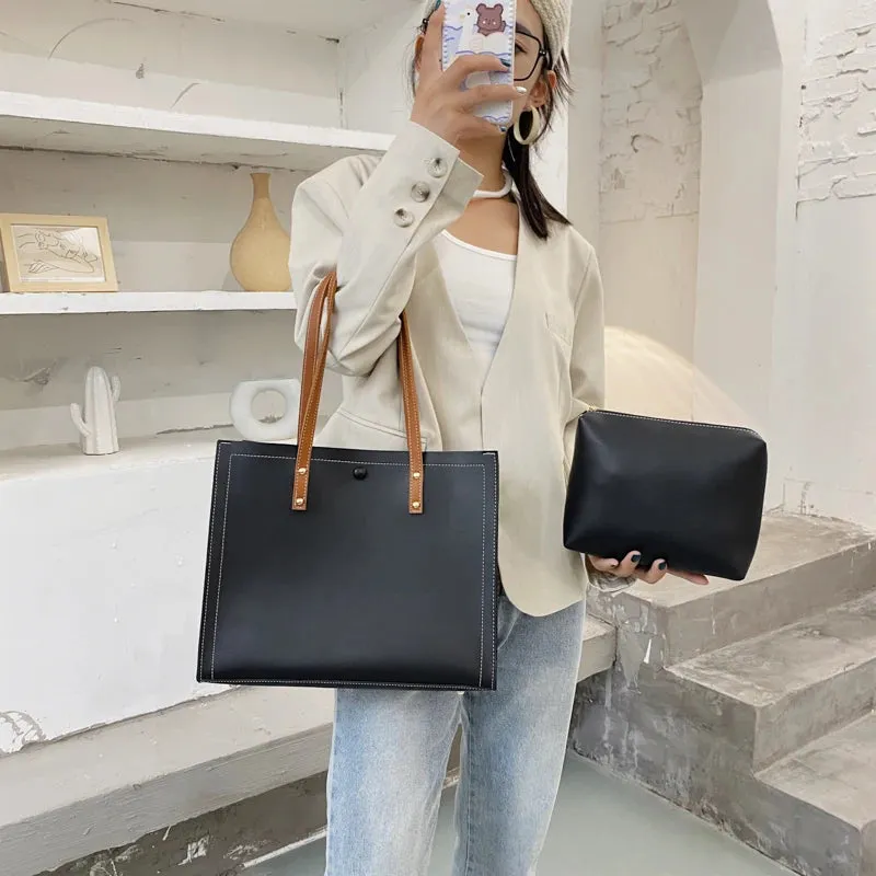 Simple Leather Crossbody Tote Bags