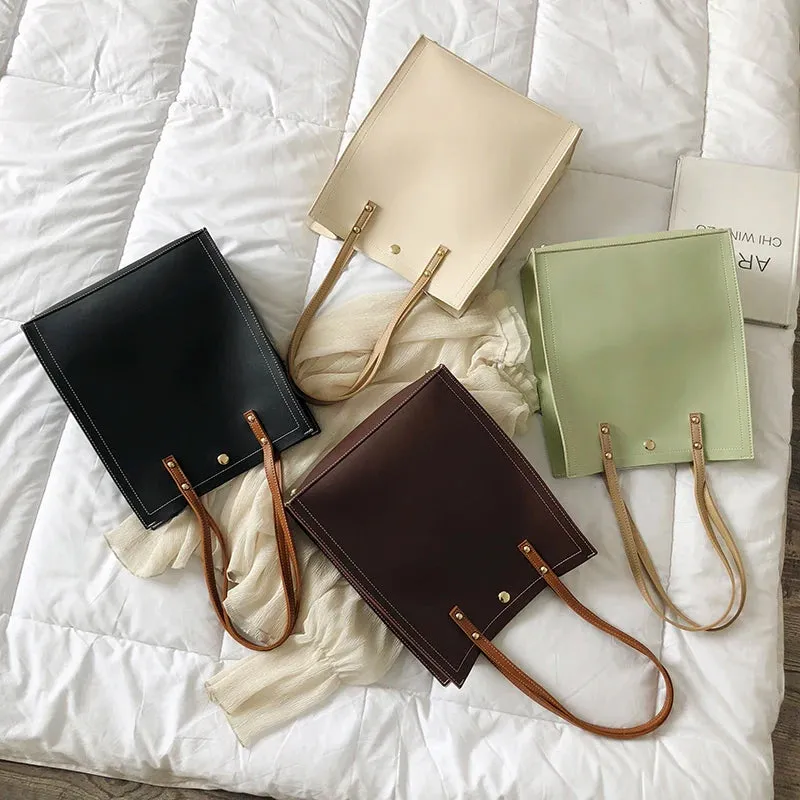 Simple Leather Crossbody Tote Bags