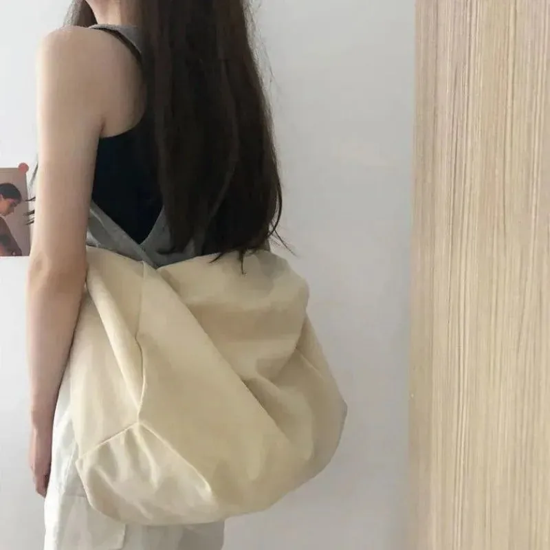 Sohiwoo High Capacity Shoulder Bag for Women Fashion Solid Coloured Casual Canvas Crossbody Bags Versatile Zips Messenger Bag