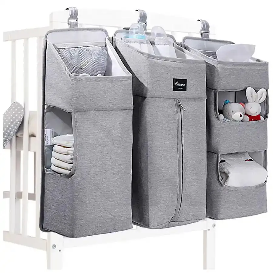 Sunveno Baby Bedside Portable Crib Organizer (Grey)