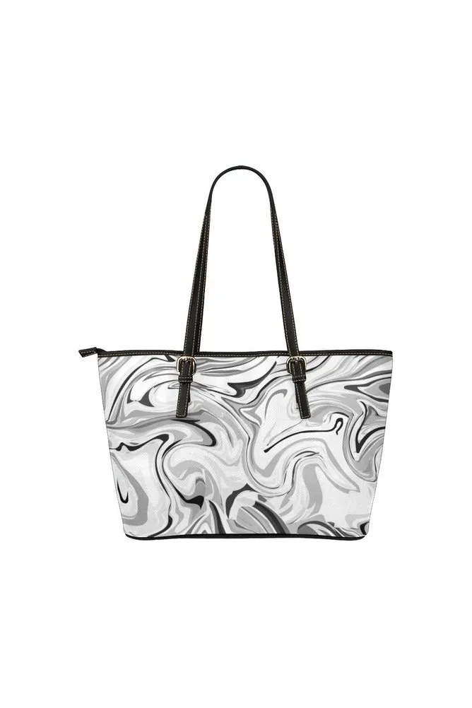 Titanium White Linseed Leather Tote Bag/Small