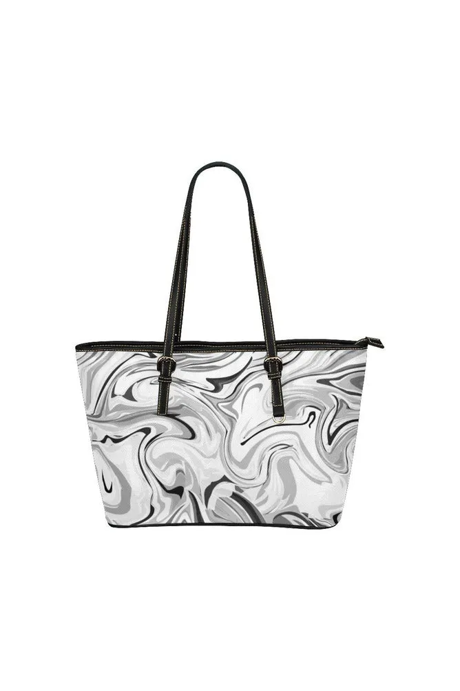 Titanium White Linseed Leather Tote Bag/Small