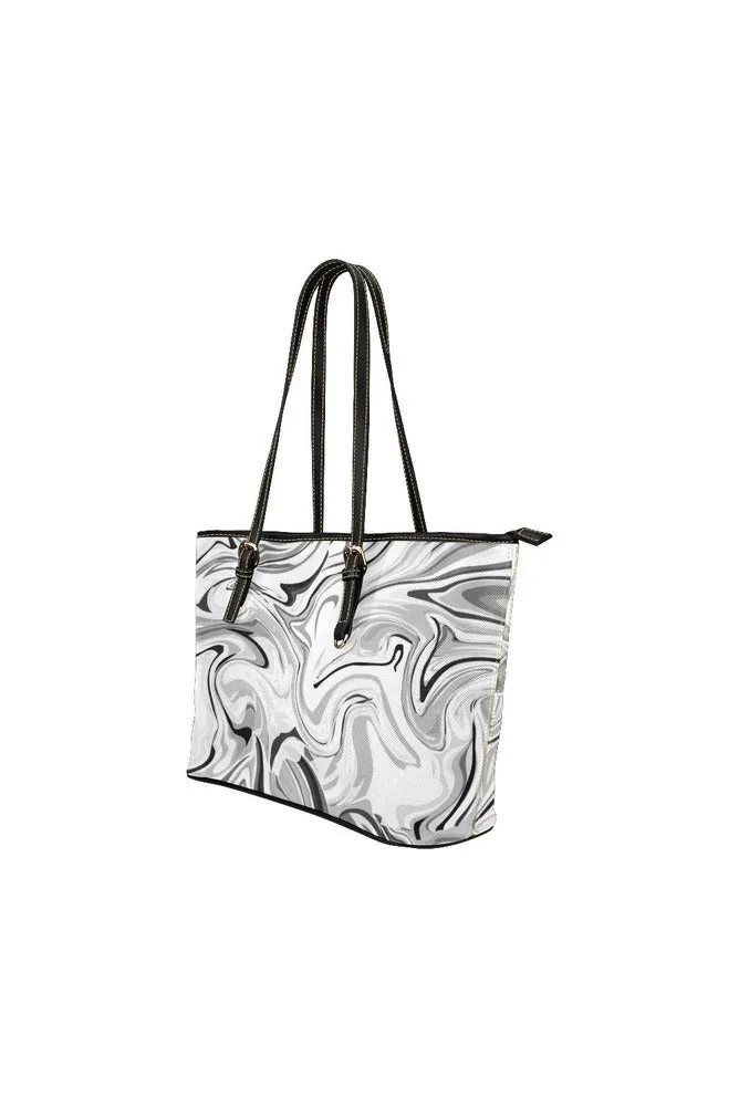 Titanium White Linseed Leather Tote Bag/Small