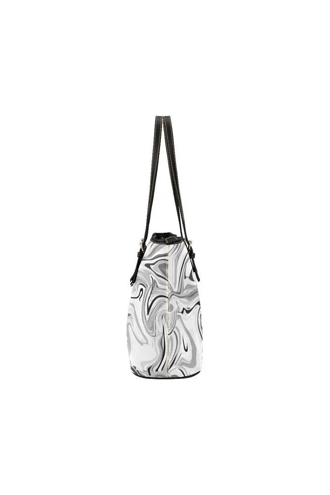 Titanium White Linseed Leather Tote Bag/Small