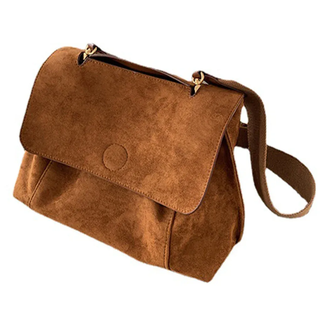 Uniwim Retro Autumn Winter Frosted Brown Suede Shoulder Crossbody Bag Women’s Large Capacity Handbags Designer Tote Bag