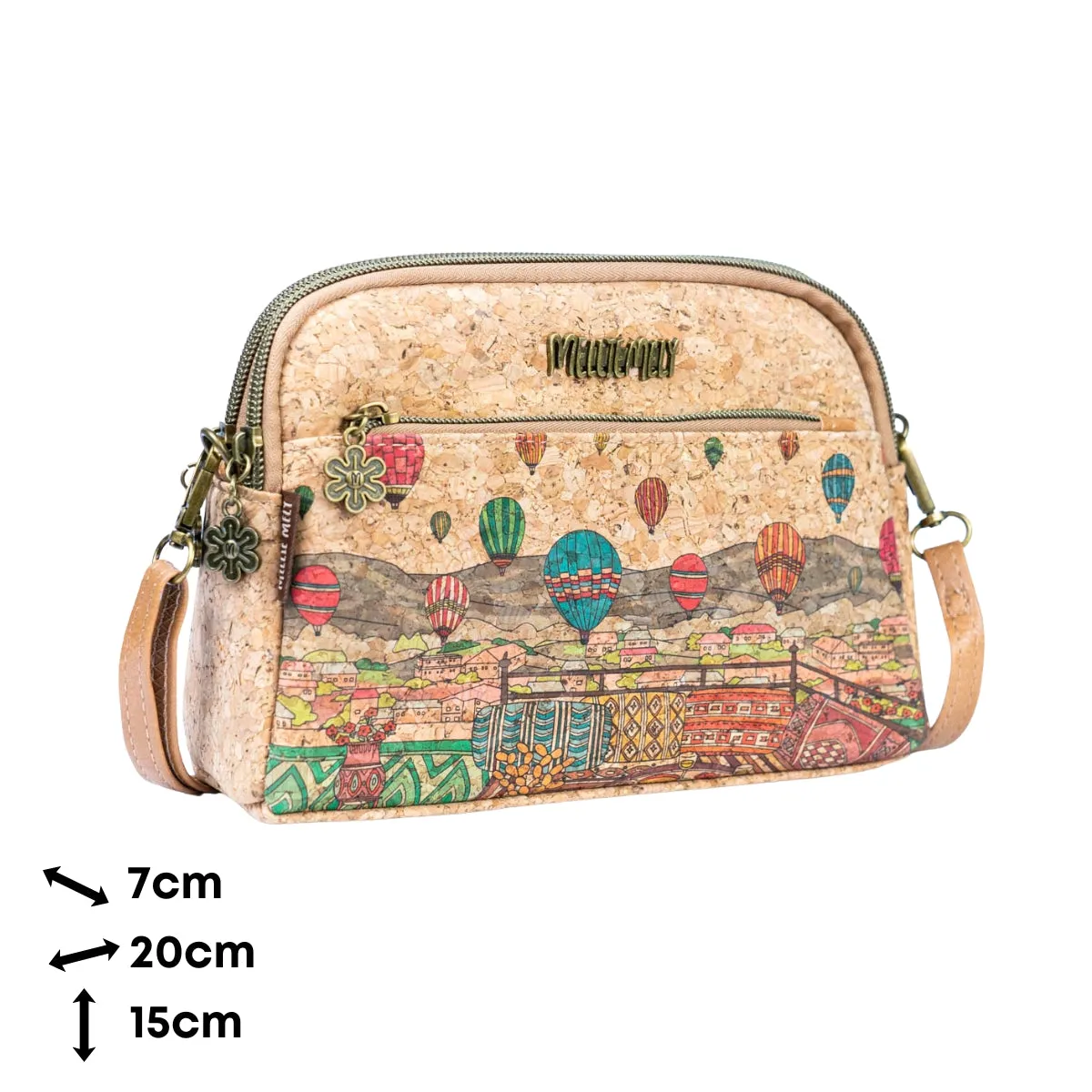 Versatile Cork Crossbody & Clutch Bag with City Landmark Designs  BAGF-105