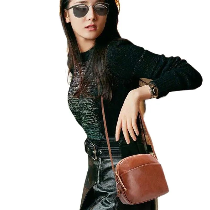 Vintage High Quality Women's Leather Shoulder Bags Brown