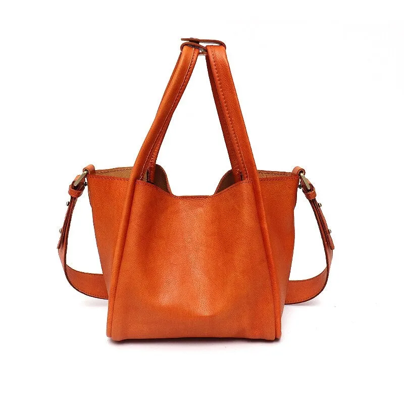 Vintage Luxury Casual Women's Leather Shoulder Bags With Top-handle