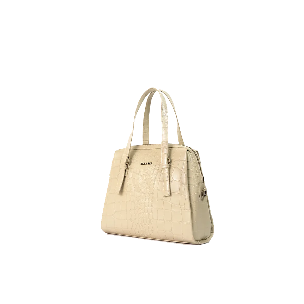 Whimstrap White Leather Handbag