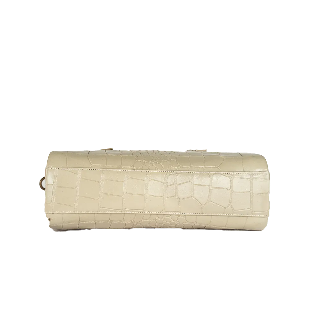 Whimstrap White Leather Handbag