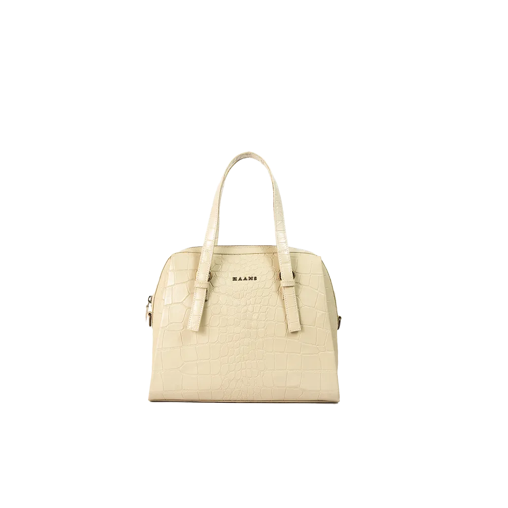 Whimstrap White Leather Handbag