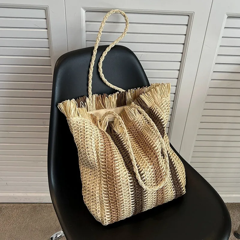 Women's Straw Summer Beach Vacation Shoulder Bag