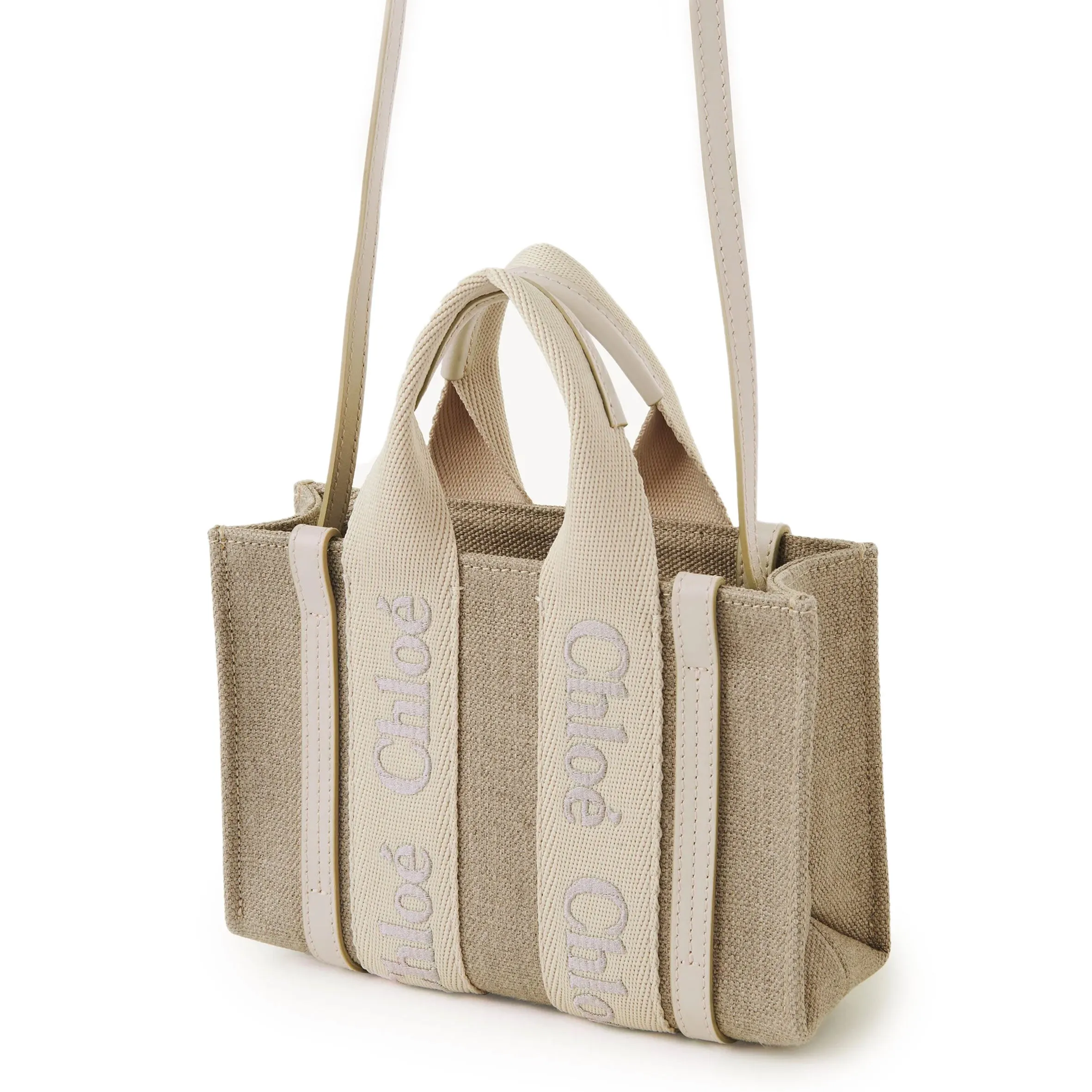 Woody Tote Mini Strap Linen, Wild Grey