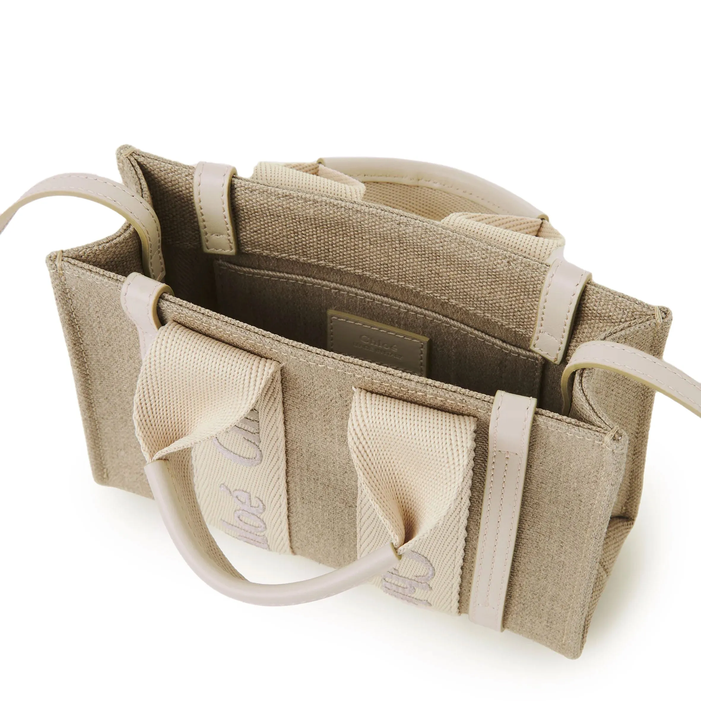 Woody Tote Mini Strap Linen, Wild Grey