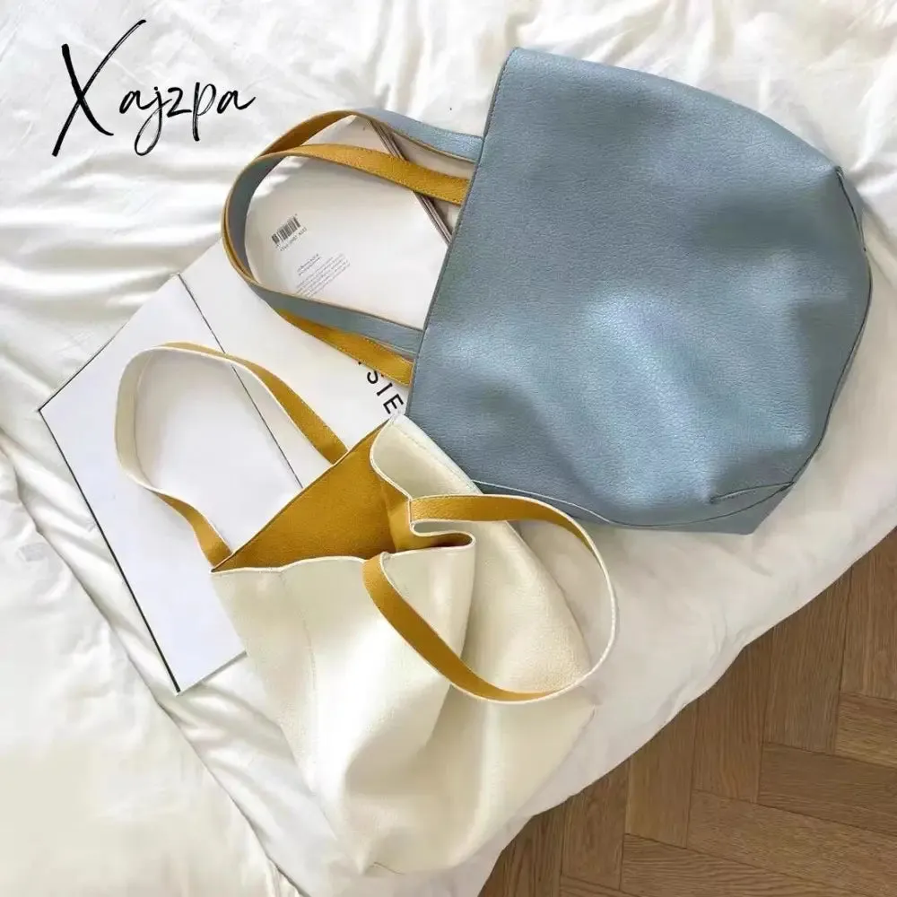 Xajzpa - Luxury women's high-end leather handbag shoulder bag handbag large A4 university school work business bag women's double bread